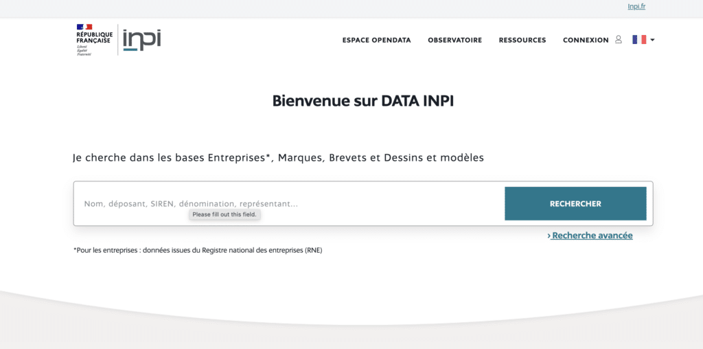 Site DATA INPI pour les démarches administratives en micro-entreprise