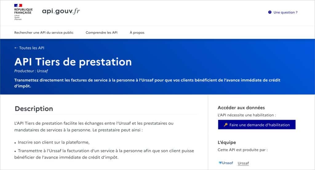 API Tiers de prestation Avance immédiate SAP