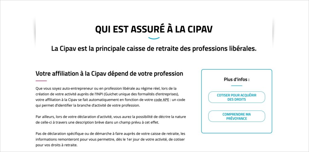 Liste métiers Cipav auto-entrepreneurs